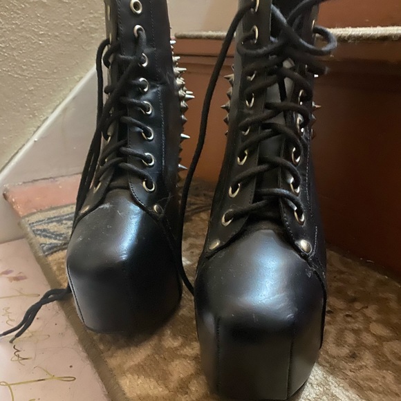 Jeffrey Campbell Black Leather Litas w/ Spikes - Picture 3 of 6